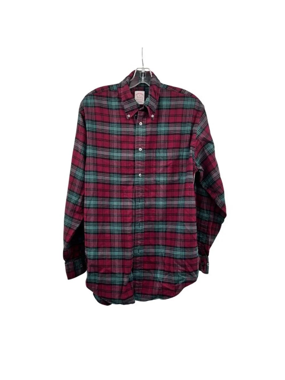 Brooks Brothers Men's Plaid Button Up Shirt Madison Fit Maroon/Multi Medium